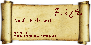 Parák Ábel névjegykártya